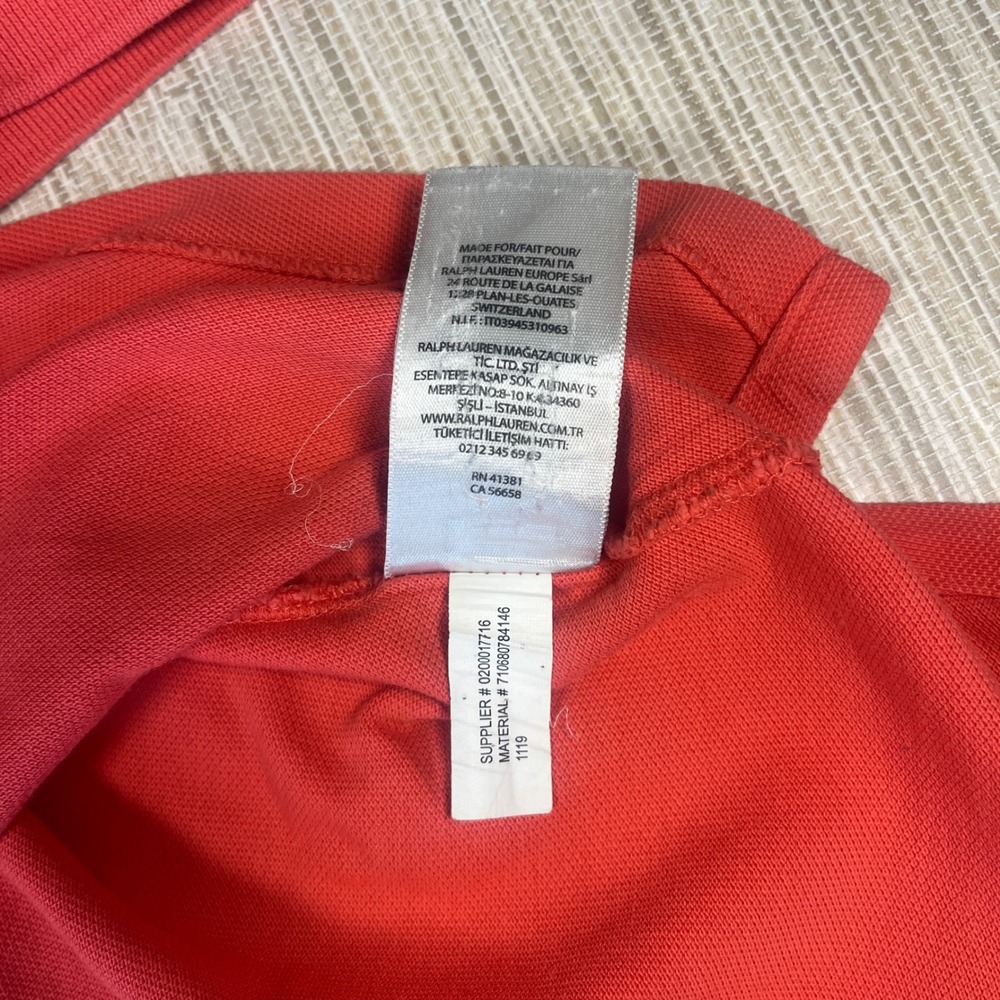 Polo by Ralph Lauren Men's Red Polo Shirt with Blue Logo - Picture 8 of 9